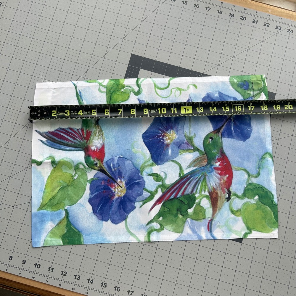 Sally Eckman Roberts Garden Flag Small 12x18 Blue Hummingbird Floral Decor - Picture 5 of 6